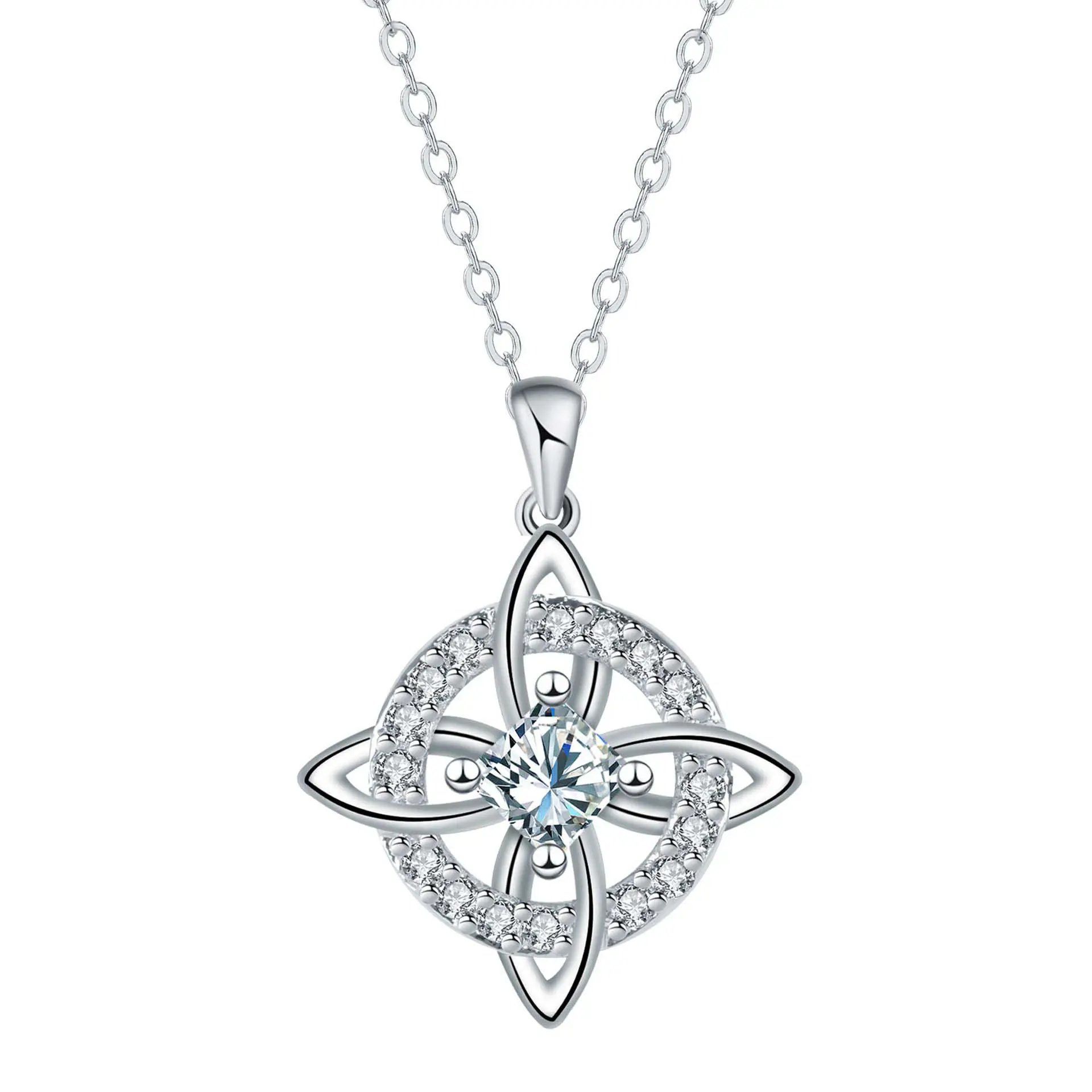 Zircon Celtic Knot Necklace, Witch Knot Clavicle Chain, Suitable for Couples, Everyday Gifts, Versatile