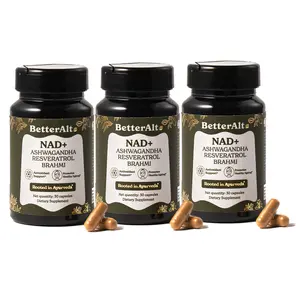 3 Packs of BetterAlt NAD+ Capsules | With Ashwagandha, Resveratrol | Supports Longevity & Cellular Energy | Lab-Tested Healthcare Dietary