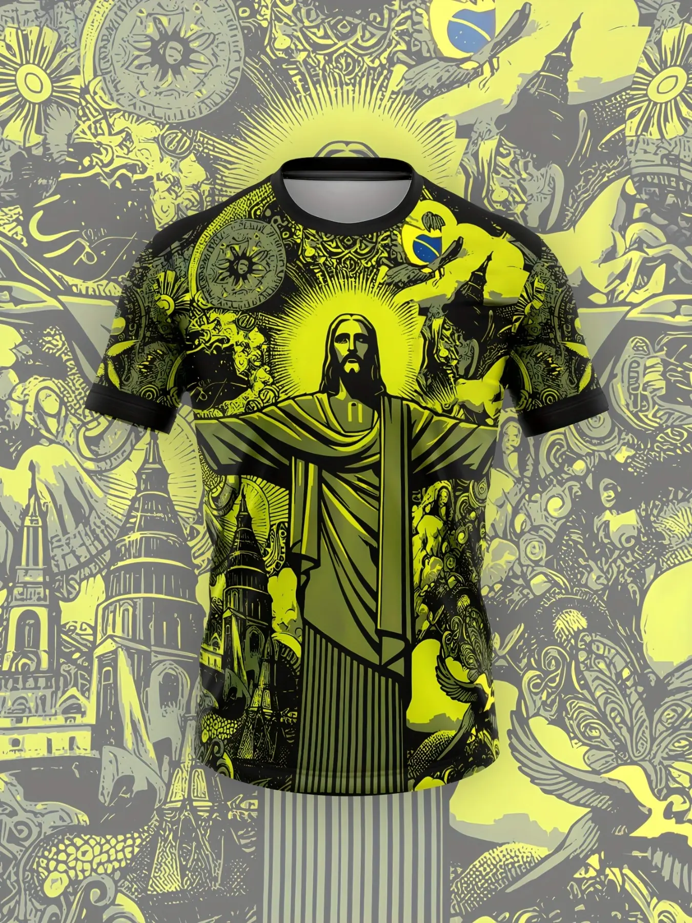Brazil Jesus Special Edition Football Jersey, New Release, Unisex Sports T-Shirt, Men Women Training Shirt, Casual Fitness Wear, Soccer Tee, Athletic Workout Tops, Athletic Tops, Fitness Clothes Tops