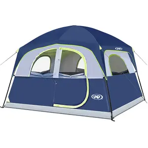 UNP Tents 6 Person Waterproof Windproof Easy Setup,Double Layer Family Camping Tent with 1 Mesh Door & 5 Large Mesh Windows -10'X9'X78in(H) fold out tent essentials canopy quick