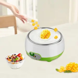 SHANGMAKEL 1L Electric Yogurt Maker Machine 110V, White Green Compact Design with Transparent Lid, Easy Clean for Homemade Probiotic Yogurt Healthy Snack, Home Kitchen Appliance