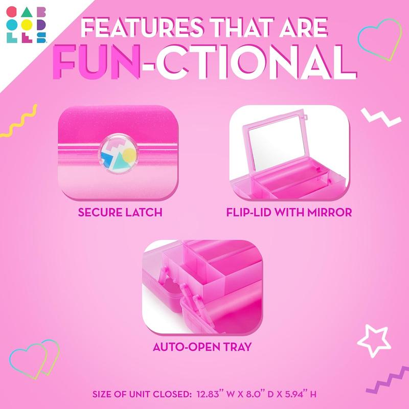 Caboodles Girl Makeup Box, Hot Pink Sparkle, Hard Plastic Makeup Organizer Box, Built-In Mirror, Secure Latch for Safe , Spacious Storage for Large Items Plano Molding Company - Caboodles Div