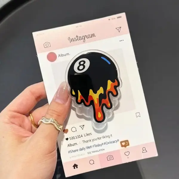 Melting 8 Ball MagSafe Phone Grip, Streetwear Aesthetic Griptok, Dripping Pool Ball Phone Stand, Hypebeast Graphic Accessory, Cool 8-Ball Fan Gift