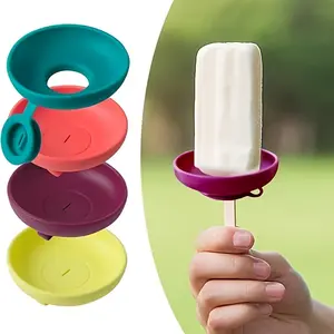 5pcs Ice Cream Holder Stand, Summer Popsicle Holder, Leak-Proof Cone Support with Drip Guard, Portable Children'S Ice Mold Tray with Carrying Cases for On-The-Go Snacks - Dishwasher Safe