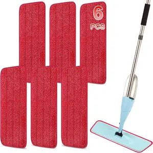 16.5 Inch Reusable Mop Pads Microfiber Spray Mop Replacement Heads for Wet/Dry Mops Compatible with Bona Floor Care System (6 Pack) Demere