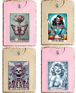 Tarot Card Mental Health Shirts, Print is Sublimation, Unisex Cotton T-Shirt,Funny Tee, Relaxed Fit, Top Womenswear