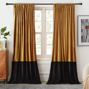 Curtains 84 inches Long for Living Room  Black,2 Panels Blackout Curtains Modern Color Block  Tab Rod Pocket Soundproof Drapes for Bedroom Window Decor