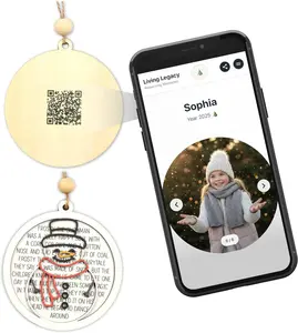 Living Legacy Snowman QR Ornament Personalized Christmas Decoration Handmade Wood Ornament with Scannable QR Code Custom Photo Ornament for Family Tree & Christmas Gift
