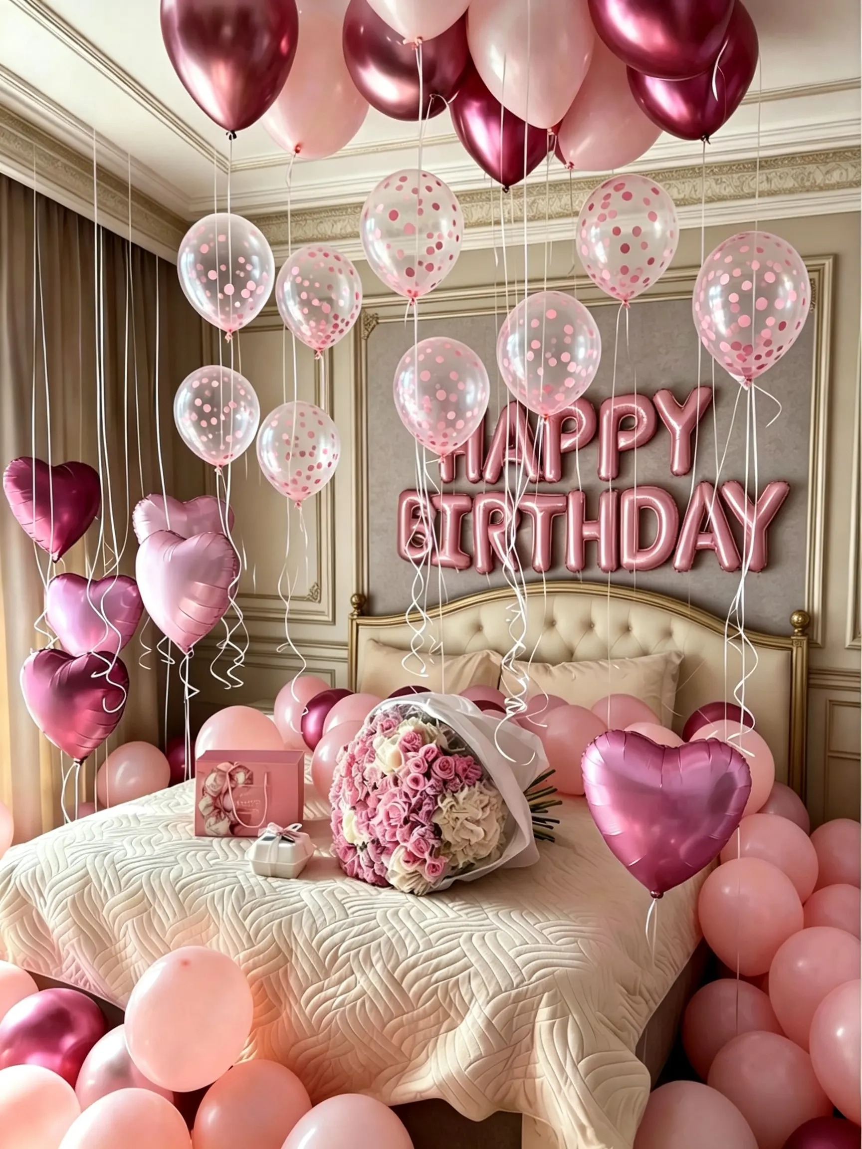 93pcs Multicolor Balloon Letter Kit - 16" "HAPPY BIRTHDAY" Letter Message, 18" Heart-Shaped Foil, Dark Pink Latex, Reusable Garland for Party Decor