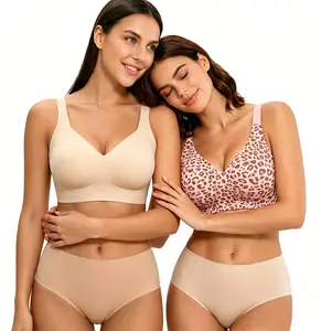 Womens Jelly Bras Full Coverage Wireless Supportive Bra Push Up Plus Size Comfort Soft No Underwire Seamless Comfortable Wireless T-Shirt Everyday Bras Wings