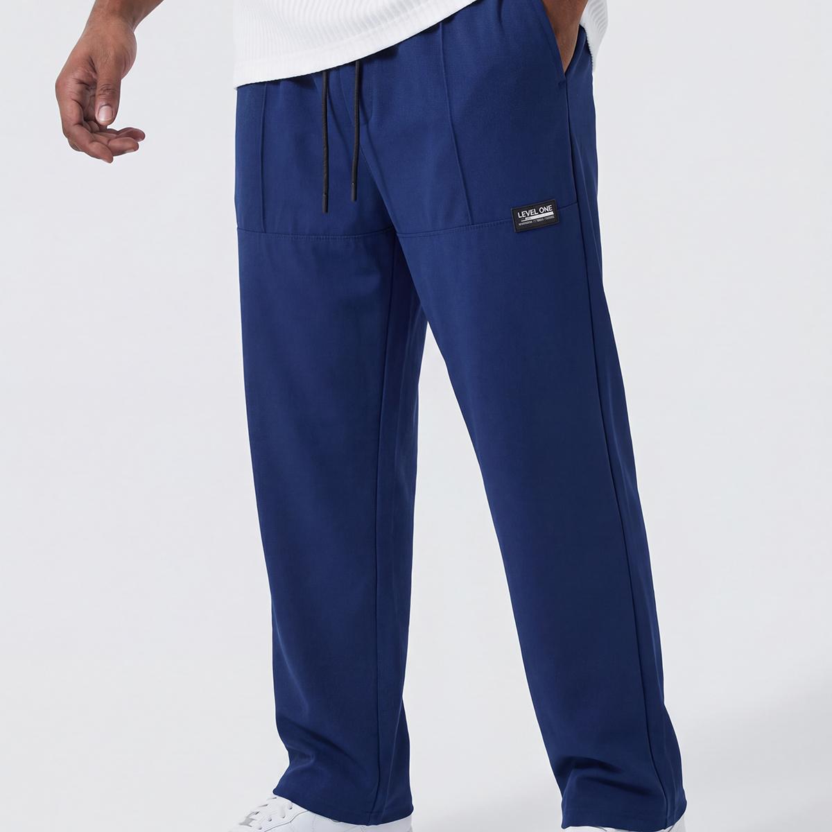 3-Pack Men's Casual Ice Silk Straight Leg Sweatpants, Elastic Waist Drawstring Pants with Cargo Style Pockets