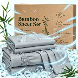 Cooling Bamboo Sheets - Breathable Kids Sheets with Deep Pocket Fitted Sheet, Soft & Breathable Fabric for Child& Kids, Luxurious Bedding Sets,Comfy Bed Sheet Set Comforter Bedding SET