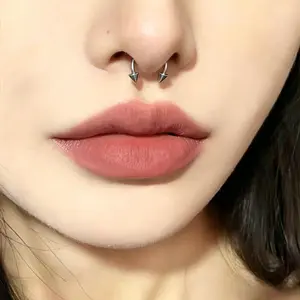 2PCS Stainless Steel Spike Nose Ring Lip Ring Hoop Set Multi Wear Cartilage Hoop Ear Cuff Punk Style Silver Black Minimalist Jewelry for Women Men