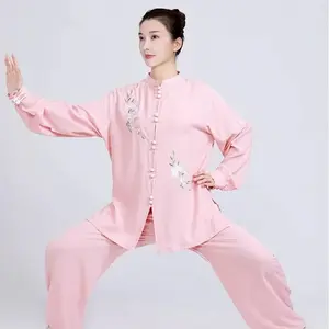 Tai Chi Clothing Women's New Summer Cotton and Lines Tai Chi Clothing Women's Clothing Spring and Autumn Eight-Disciple Brocade