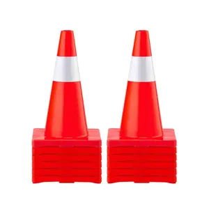 VEVOR 12Pack 18\" Traffic Cones, Safety Road Parking Cones PVC Base, Orange Traffic Cone with Reflective Collars, Hazard Construction Cones for Home Traffic Parking