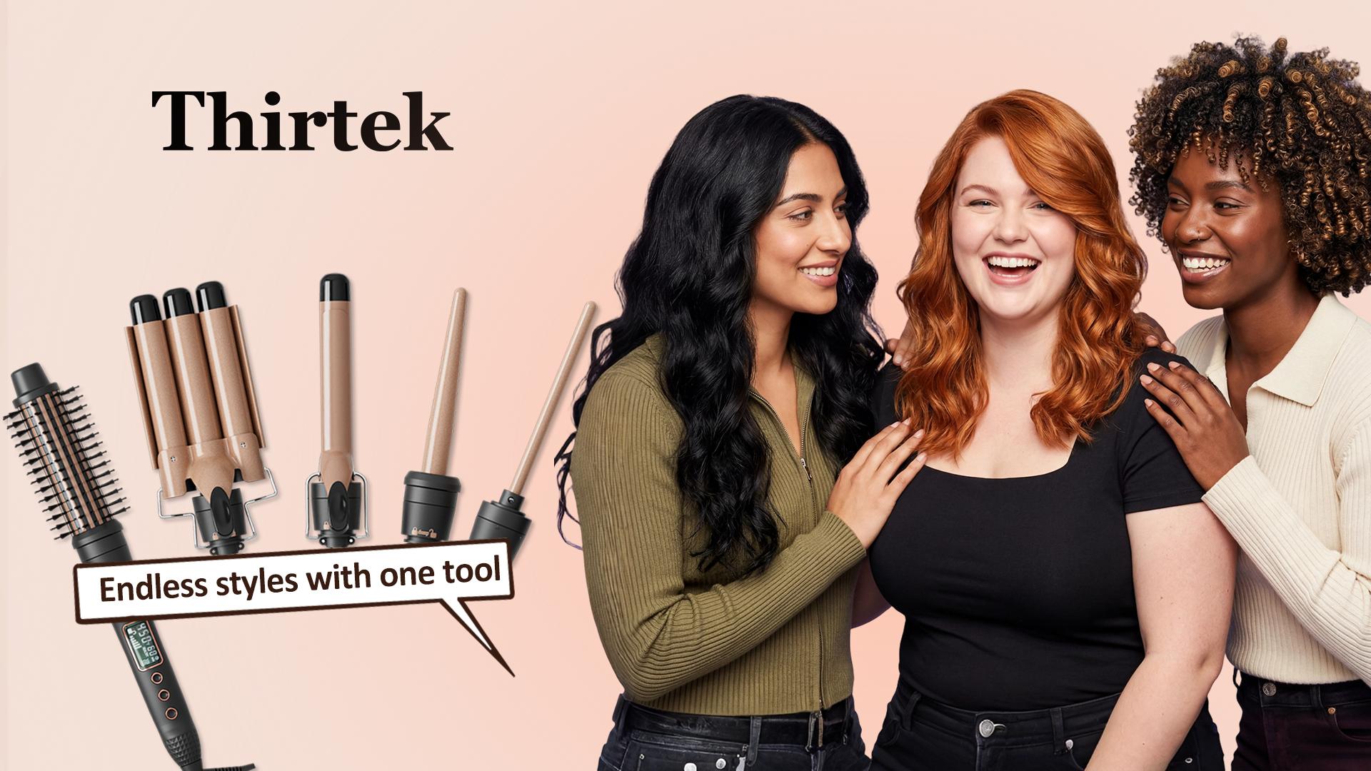 5 in 1 Curling Iron with Interchangeable Ceramic Barrels (0.35"-1.25"), Curling Wand Set with Flat Iron Hair Straightener, Instant Heat Up, Dual Voltage Hair Curler, Gifts for Women