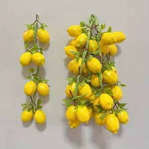 5-Pack Realistic Lemon Fruit String, Foam Plastic Fake Lemons with Leaves, Decorative Props for Home, Restaurant, Movie Sets, Garden