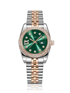 Women's Fashion Business Watch, Round Quartz Dial, Luxury Star Diamond Decor, Waterproof Calendar, High Quality Analog-Digital Watch