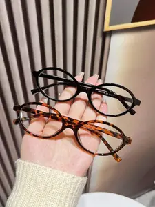 Women's Round Vintage Fashion Glasses, Cute Leopard Pattern, Decorative Lens, All Seasons, PC Material, Unisex Eyewear Accessories