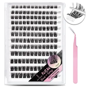 Self Adhesive Eyelashes, 200/144 Pcs Self Adhesive Eyelash Clusters, No Glue Needed, Invisible Strip Tape - Longer Lasting, No Sticky Residue Pre Glued Eyelashes lashes eyelashes  (Natural-Mixed)