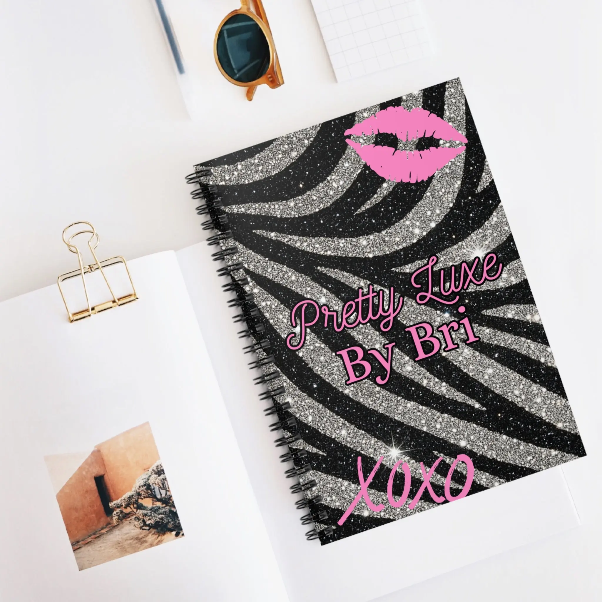 Glamorous Spiral Notebook - Stylish Zebra Print, Perfect for School, Journaling, Gifts, XOXO, Pretty Luxe by Bri