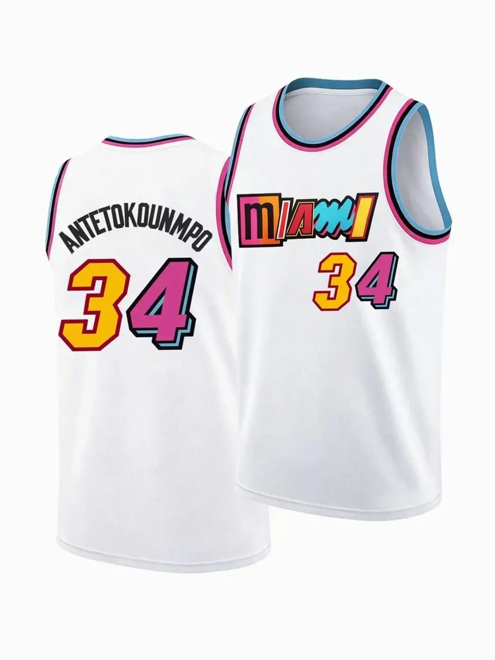 #34 Miami Color Block Basketball Vest | Stitched Embroidered Sleeveless Men Women Hip Hop Streetwear, Gift For Fans, Gift For Him, Gift For Her.