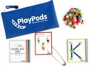 PlayPod – Playing with Poms | Busy Bag for Kids | Travel Toy | Montessori Fine Motor & Alphabet Activity
