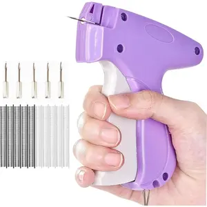 Gun for Clothes, Quick Sewing Gun, Sewing Stapler, Mini Hemming Gun, Clothing Tack Tool for Repair and Fix, Stitcher Machine for Clothing (Purple)
