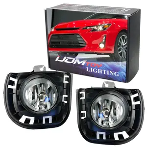 iJDMTOY Complete Set Fog Lights Foglamps w/ H11 Halogen Bulbs, Garnish Covers, Wiring On/Off Switch For 2014-2016 Scion tC