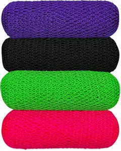 Authentic African Exfoliating Bath Net Sponges - 4 Pack, Assorted Colors, Long Sponge Natural Body Exfoliator, Shower Bath Accessories, Dead Skin Remover (Purple, Black, Pink, Green)