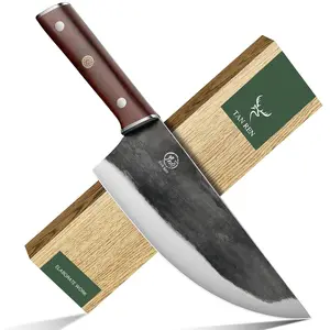 TAN REN Boning Knife, 8 Inch Butcher Knife for Meat Cutting, High Carbon Steel Boning Knife, Meat Carving Knife, Full Tang Viking Knife Meat Cleaver, Father's Day Gift