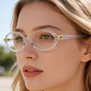 Anti-Radiation Blue Light Blocking Small Frame Glasses, Nearsighted Oval Vintage Flat Lenses, Customizable Prescription Frames