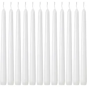 10 inch Dripless Taper Candles Set of 24 White Unscented Smokeless Long Burning, Paraffin Wax with Cotton Wicks 8 Hours Burning Time