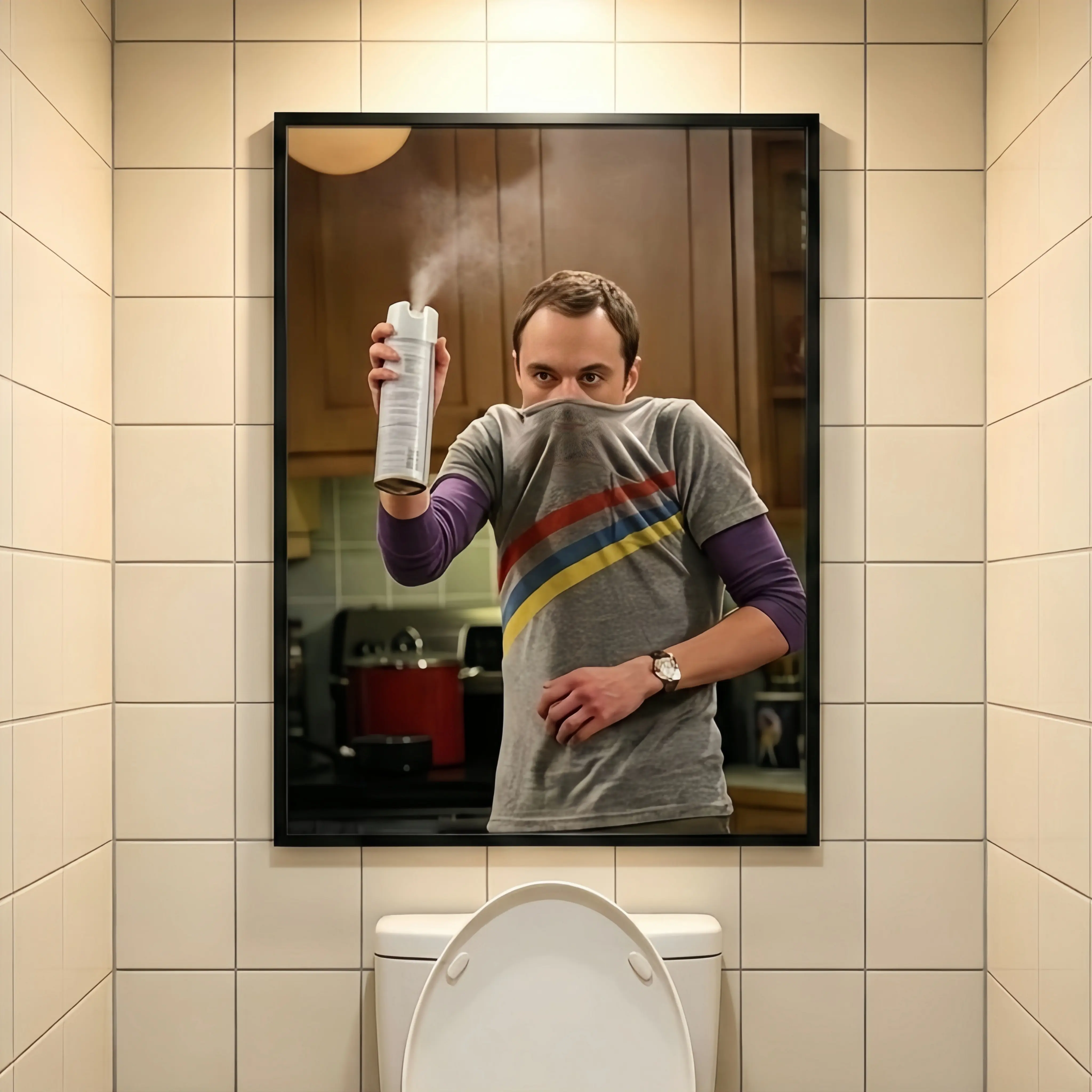 Sheldon Cooper The Big Bang Theory Framed Canvas Wall Art - Funny Quirky Classic TV Scene Print, Farmhouse-Minimalist Home Decor, Gift for Comedy TV Show Fans