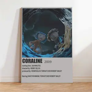 Vintage Film 1990s Room Aesthetic Home Decoration Posters Coraline 2009 Leinwanddruckbild Hochwertig AAA+++ Canvas Wall Art for Home Office Hotel Garden