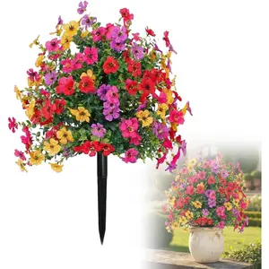 Multi-Color Artificial Flowers with Ground Spikes Creative Outdoor Indoor Garden Home Decoration Porch Patio Wedding Party Decor maintenance low  flowers for pots patio decor