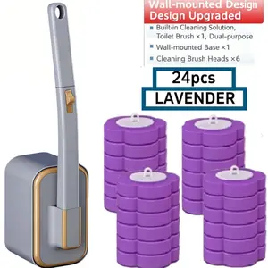 Disposable Toilet Brush Toilet Wand Wall-Mounted Cleaning Set, Long Handle Brush for Bathroom Hygiene, Easy to Use Bathroom Tool