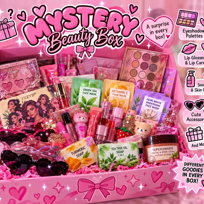 Beauty Mystery Box - Makeup, Cosmetic Set with Eyeshadows, Lippies, Skincare & More