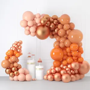 150Pcs Orange Balloon Garland Kit, Metallic Orange Balloons Macaron Orange Balloon 4 Sizes Latex Balloons For Wedding Baby Shower Birthday Party