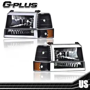 Fit For 1992-1996 Ford F150 F250 F350 Bronco LED DRL Headlights Bumper Lamps New