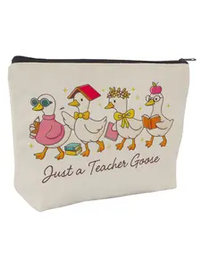 Cute Goose Cosmetic Bag, Perfect Teacher Gift, School Theme Design, Ideal for Teacher Appreciation, Fun and Practical Accessory