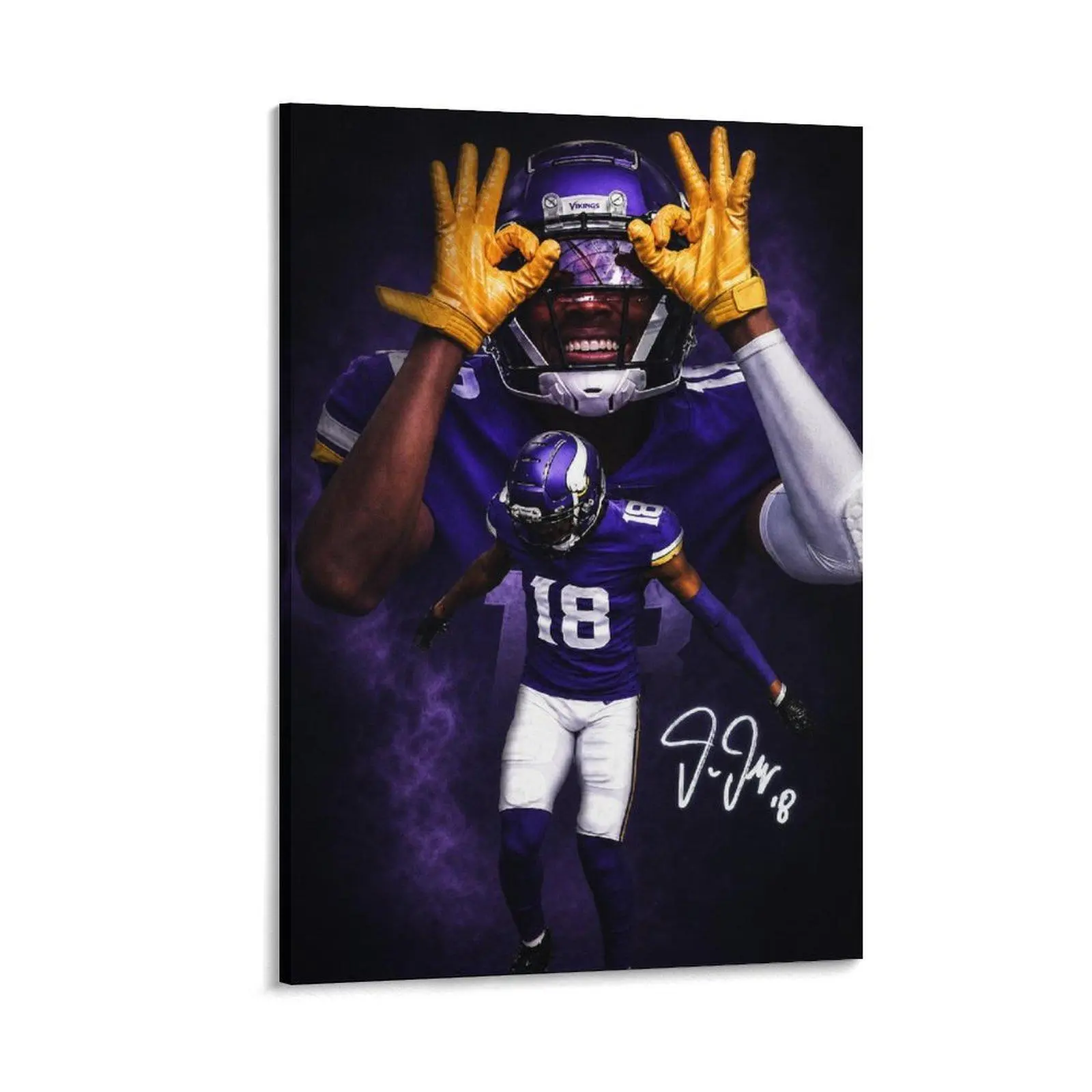 Justin Jefferson Sports Canvas Poster Wall Art, Home Decor Prints for Living Room & Bedroom, Wall Decor Ideas