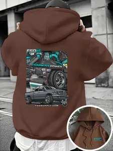 Cummins Hoodie with Turbo Diesel Truck Pattern, Dodge RAM Fan Street Style, Unisex Graphic Sweatshirt, Fall & Winter Casual Wear