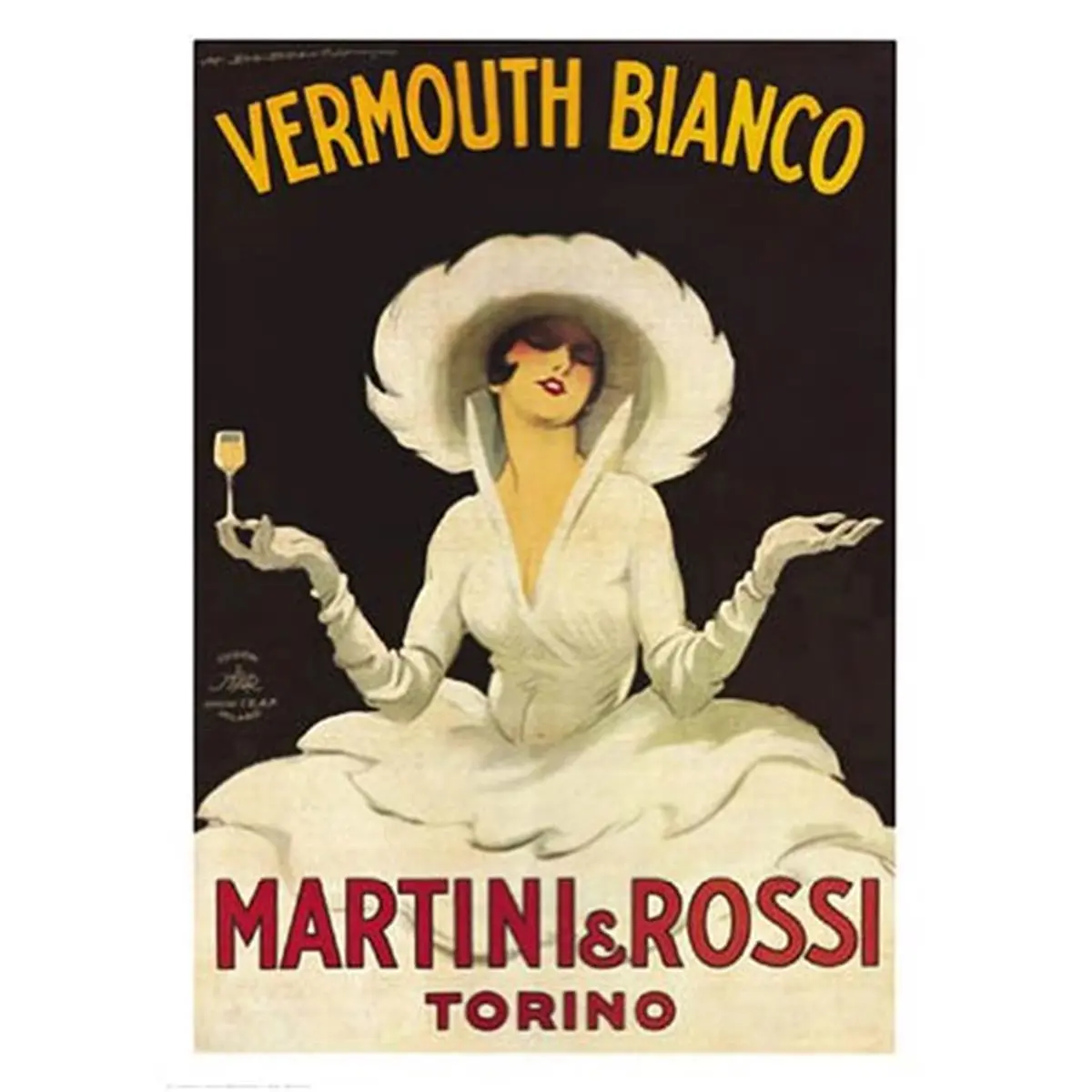 212 MAIN Marcello Dudovich Vermouth Bianco Vintage Ad Poster Print, 8x10 in. Artistic Wall Decor for Room, Home Decoration