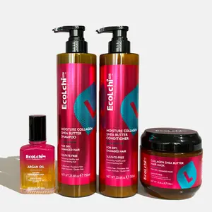 ECOLCHIPRO Collagen Shea Butter Hair Mask Argan Oil Shampoo and Conditioner Set Conditioning Moisture Collagen Deep Repair Hair Treatment Shampoo Conditioner Set for Dry and Damaged All Hair Types 550+60+2X750ml Moisturizing Hydrating Hydrate Haircare