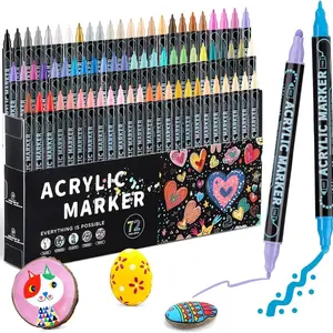 Acrylic Paint Marker Pen Set, 1 Set Dual Tip Acrylic Marker Pen, DIY Crafts Making Art Supplies for Wood, Rock Painting, Glass, Canvas, Stone