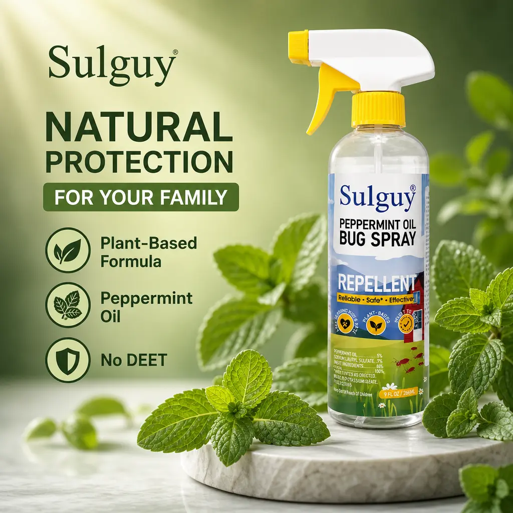 Plant Based Peppermint Bug Spray for Roaches | Family Friendly | Sulguy 9oz Indoor Kitchen Baseboard Spider & Ant Repellent Essential Oil Spray