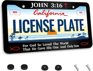 John 3:16 Christian Religious License Plate Frame for God So Loved The World for Car Decorative Parts Stainless Steel License Plate for Standard Us Canada License Plate Holder 12x6 Inch