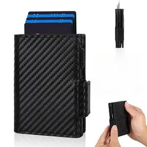 Bag Automatic Pop Up  for Men, Minimalist Metal Credit Card Holder, Premium RFID Blocking Aluminum Smart  with Multi-Card Capacity for Daily Use wallet