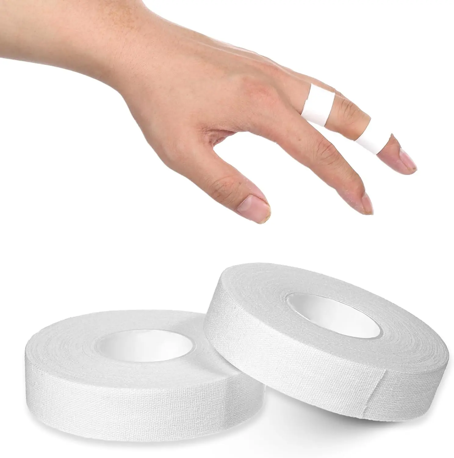 0.6'' x 32.8 feet Athletic Tape for Fingers Toes Hands 2 Rolls Finger Tape Sweat-Proof Sports Cotton Tapes